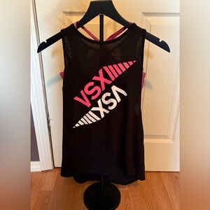 Victoria's Secret Black Tank Top with Pink and White Logo & PINK bra